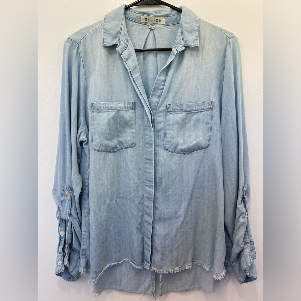 “Denim” light wash button up